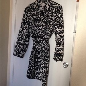 Black and white floral trench coat